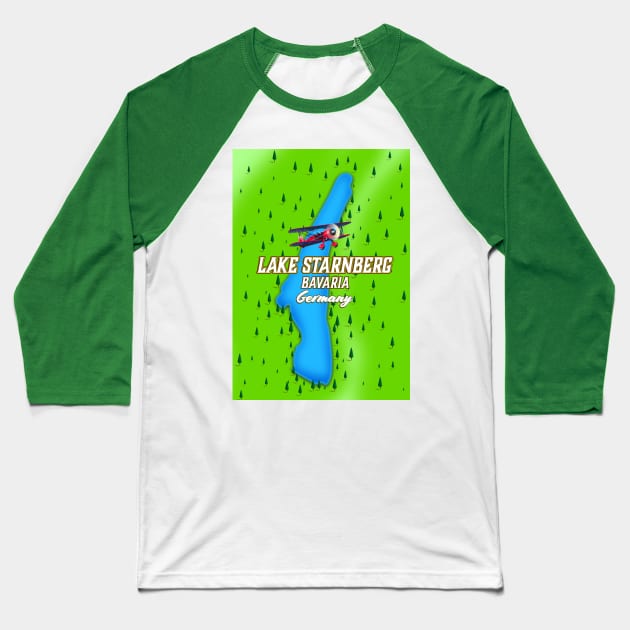 lake starnberg Map Baseball T-Shirt by nickemporium1